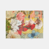 ビクトリア朝の女性 高貴 赤 イラスト フリースブランケット (正面(横))