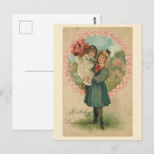 ビクトリア朝の姉妹たちの誕生日グリーティング、1910年代 ポストカード (正面/裏面)