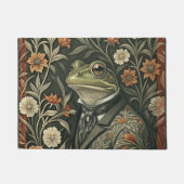 ビクトリア朝の紳士服を着た緑のカエル ドアマット (正面)