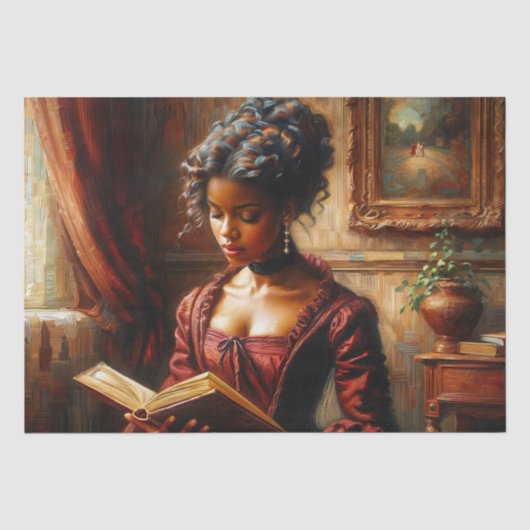 ビクトリア朝の黒人女性 読書 ティシューペーパー 薄葉紙 (正面)