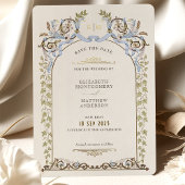 ビクトリア朝ロイヤルウェディングのSave The Date 箔招待状