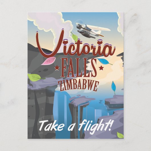 ビクトリア滝ジンバブエ漫画のポスター ポストカード (正面)