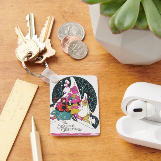 ビクトリア調のクリスマス、豪華な町民 キーホルダー (デスク)