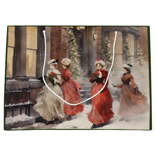 ビクトリア調のレディースのための水彩画のクリスマス ギフトバッグ (正面)