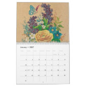 ビクトリア調の手描きの花 カレンダー (1月 2027)