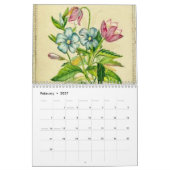 ビクトリア調の手描きの花 カレンダー (2月 2027)