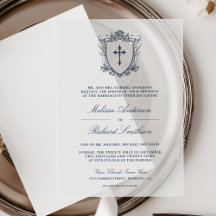 ビクトリア調ネイビーブルーのカトリック結婚式