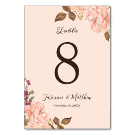 ビクトリア赤面のバラの水彩画の花の結婚式 テーブルナンバー