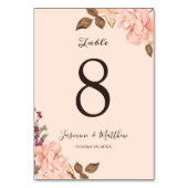 ビクトリア赤面のバラの水彩画の花の結婚式 テーブルナンバー (裏面)