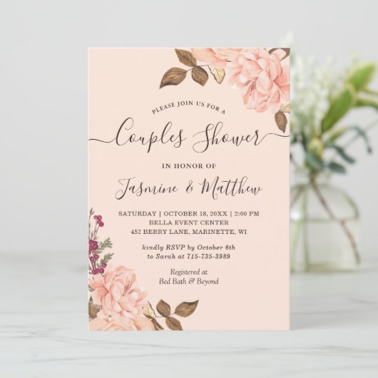 ビクトリア赤面フローラ結婚ズカップルシャワー 招待状 (スタンド正面)