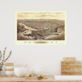 ビクトリア、BC、カナダのパノラママップ – 1878 ポスター (キッチン)