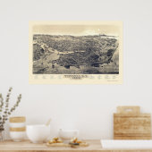 ビクトリア、BC、カナダのパノラママップ – 1889 ポスター (キッチン)