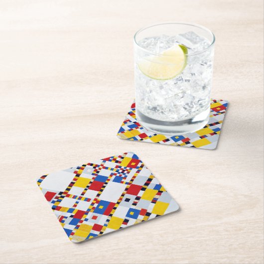 ビクトリーブギーウギーモンドリアン スクエアペーパーコースター (インサイチュ)