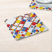 ビクトリーブギーウギーモンドリアン スクエアペーパーコースター (アングル)