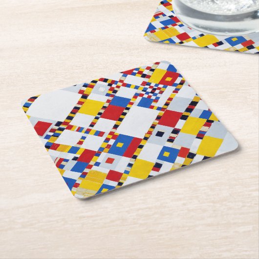 ビクトリーブギーウギーモンドリアン スクエアペーパーコースター (アングル)