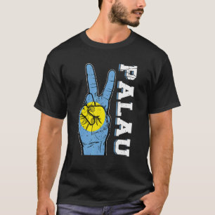 ビクトリー動揺してツフィンガーパラオ国旗パトリオティ Tシャツ