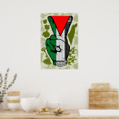 ビクトリー記号の手の抵抗赤い三角形の記号 ポスター (キッチン)