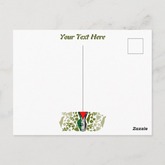 ビクトリー記号の手の抵抗赤い三角形の記号 ポストカード (裏面)