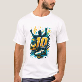 ビクトリー ナンバー10 サッカーTシャツ - ボールドライトニング スタイ Tシャツ