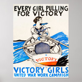 ビクトリー・ヴィンテージのポスターに引っ張る女の子 ポスター