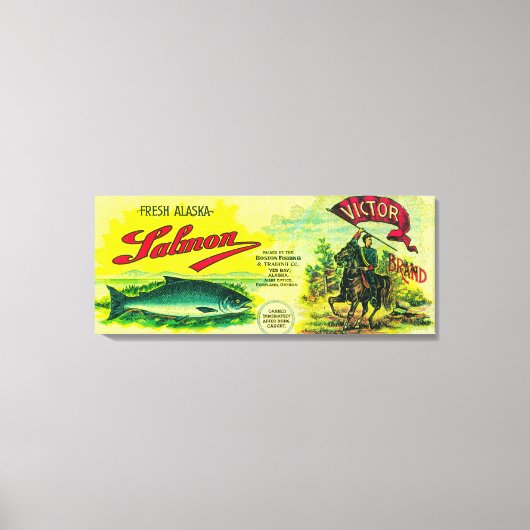 ビクトルサーモン缶ラベルはいベイ， AK キャンバスプリント (正面)