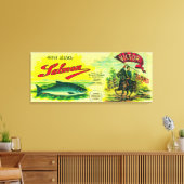 ビクトルサーモン缶ラベルはいベイ， AK キャンバスプリント (インサイチュ (リビング))