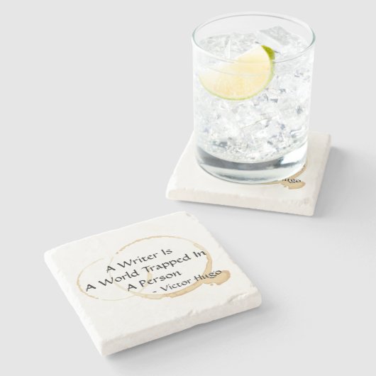 ビクトル・ウゴ引用文世界が人物作家に閉じ込められる ストーンコースター (横)