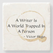 ビクトル・ウゴ引用文世界が人物作家に閉じ込められる ストーンコースター (正面)