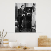 ビクトロラブランドフォノグラフ付きエンリコカルーソ ポスター (キッチン)