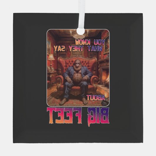 ビグフおもしろいット足ミーム ガラスオーナメント (裏面)