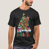 ビグフットおもしろいクリスマスツリーライトクリスマスサスカッチ Tシャツ (正面)