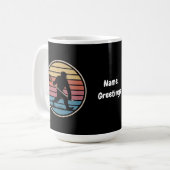 ビグフットおもしろいサスカッチラクロスヴィンテージサンセット コーヒーマグカップ (正面左)