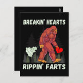 ビグフットおもしろいブレイクインハートリップピンファルト ポストカード (正面/裏面)
