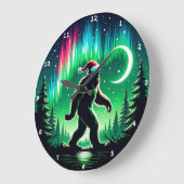 ビグフットとオーロラボレリスとクリスマス応援 ラージ壁時計 (傾斜)