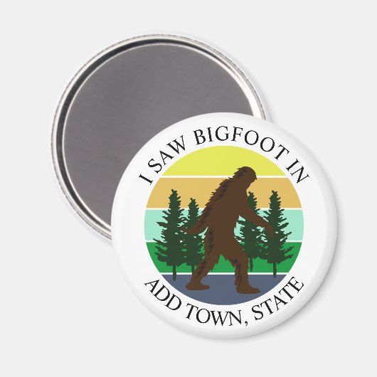 ビグフットを見た(町と州を追加パーソナライズされた) マグネット (正面/裏面)