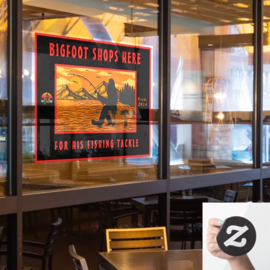 ビグフットカスタマイズ魚釣りタックルショップロゴ ウィンドウサイン (レストラン窓)