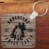 ビグフットキャビン素朴ウッドファミリー名前をカスタムする キーホルダー (裏面)