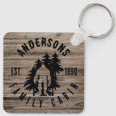 ビグフットキャビン素朴ウッドファミリー名前をカスタムする キーホルダー (裏面)