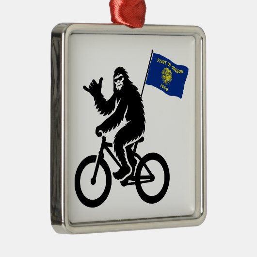 ビグフットサイクリングオレゴン州旗 メタルオーナメント (右)