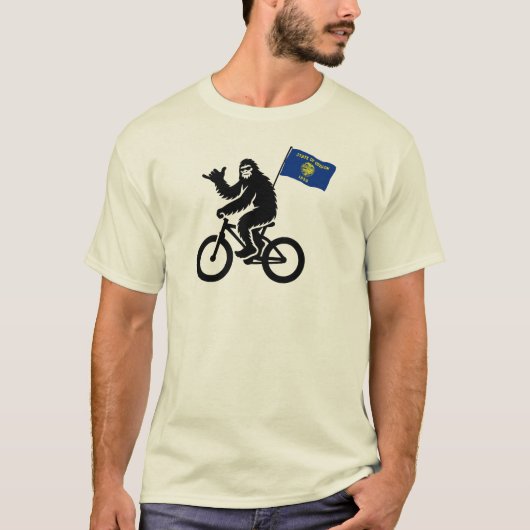 ビグフットサイクリングオレゴン州旗 Tシャツ (正面)