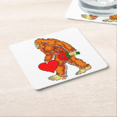 ビグフットサスカッチおもしろいヴァレンティンズデイラブ スクエアペーパーコースター (アングル)