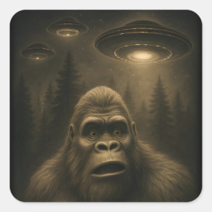 ビグフットサスカッチエイリアンUFO おもしろい スクエアシール
