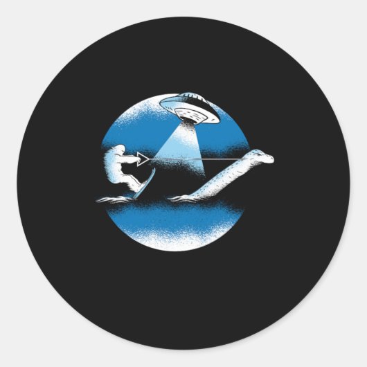 ビグフットネッシーロッチネスネスモンスターズUFOエイリアンサーフィン ラウンドシール (正面)