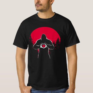 ビグフットハートハッピーバレンタインデーサスカッチ Tシャツ