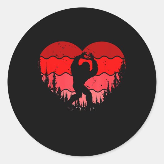 ビグフットハートバレンタインデイボーイズガールズキッズラブ ラウンドシール (正面)