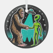ビグフットミーツエイリアン ガラスオーナメント (正面)
