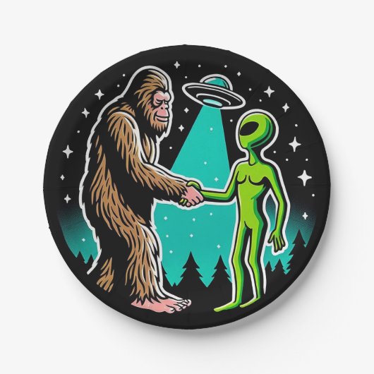 ビグフットミーツエイリアン ペーパープレート (正面)