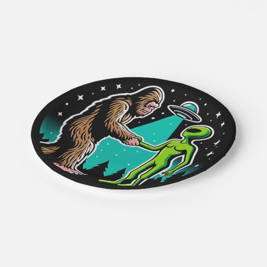 ビグフットミーツエイリアン ペーパープレート (アングル)