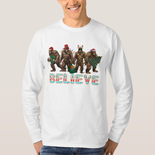 ビグフット信じのクリスマスシャツ |クリスマス休暇 Tシャツ (正面)