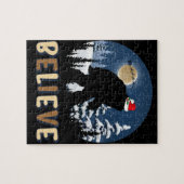 ビグフット信じインクリスマおもしろいスサスカッチクリスマス ジグソーパズル (横)